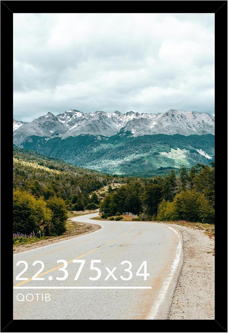 Wood 22.375x34 Picture Frame Puzzle Frame Black for Wall Hanging, 22.375 x 34 Frame Poster Photo Frame for Wall Horizontally or Vertically, Black, 1 Pack
