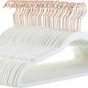 Amazon Basics Slim, Velvet, Non-Slip Sturdy Clothes Hangers, 50-Pack, Ivory/Rose Gold