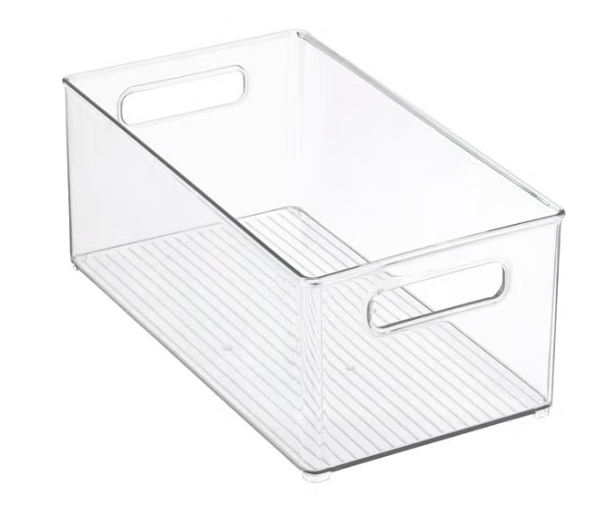 2 Pack Clear Linus Deep Plastic Bin, Size 10 x 7 x 6 in