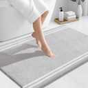 PURRUGS Bathroom Rug Non-Slip Machine Washable 30" x 46", Super Absorbent and Quick Dry Shaggy Microfiber Bath Mat, Extra Soft and Plush Bath Rug for Bathtub, Shower, and Sink, Light Grey