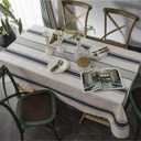 ArtBud White Blue Tablecloth Cotton Linen Farmhouse Table Cover Soft Washable Table Top for Parties Coffee Kitchen Dcor Striper(Rectangle/Oblong (Rectangle/Oblong, 60"102"(8-10 Seats)