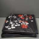 4 Pieces Black and White Red Flower Canvas Wall Art Abstract Painting Picture Print Blooming Floral Artwork Modern Contemporary Crimson Home Decor for Living Room Bathroom Zen Art 12x12x4pcs