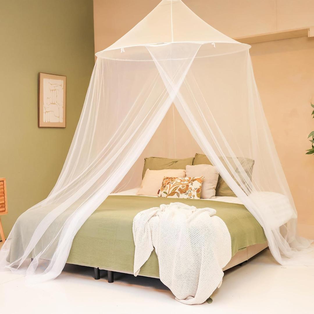 Large Mosquito Net for Bed or Outdoor Patio | 5FT Diameter Top Ring
Wide Base Bed Canopy | Insect & Bug Netting for Bedroom, Garden & Terrace