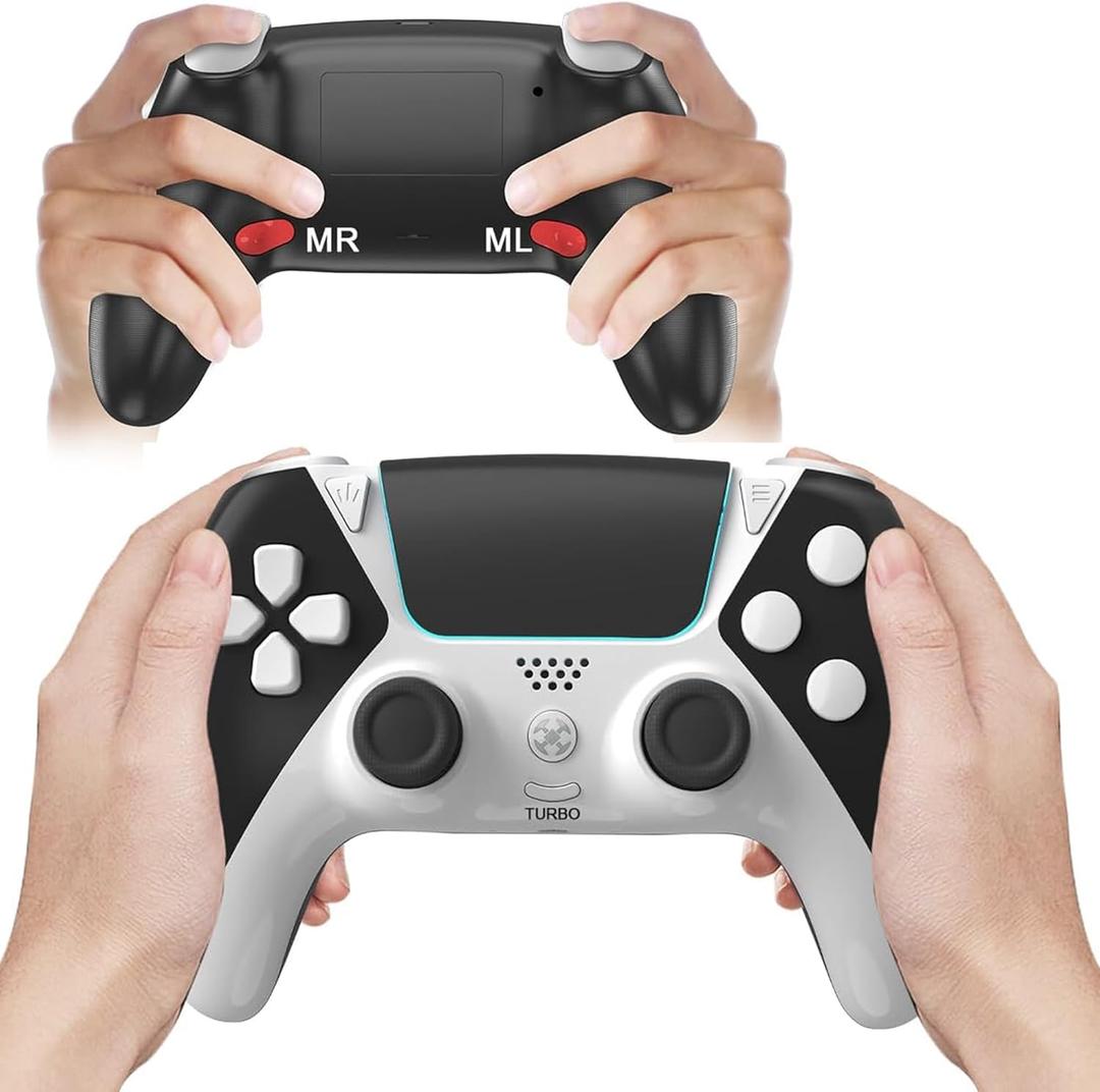 PC/PS4 Controller,Ymir Multi-Platform Wireless Remote for PlayStation 4,Steam,iOS, Android, Mac,Tesla with 2 Back Paddles,Turbo Function,1200 mAh Battery (Black)