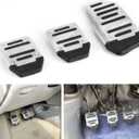 Car Pedal Pads Car Brake Pedal Pad Manual Transmission Pedal Covers Replacement Kit Non-Slip Foot Pedal Covers Set Alloy Brake Gas Clutch Pedal Kits for Car SUV ATV (Silver, 3 PCS, Manual)
