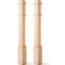 Wonderjune 2 Pcs 48 Inch Red Oak Stair Newel Post with 3 1/2" Post and 4 1/2" Pedestal, Wood Box Newel with Pedestal for Staircase, Plain Style Wood Balusters Interior for Stair Remodeling