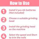 Baby Nail Trimmer Electric-6 in 1 Baby Nail File Clippers Infant Grooming Kit Manicure Set for Toddler or Adults, Pink