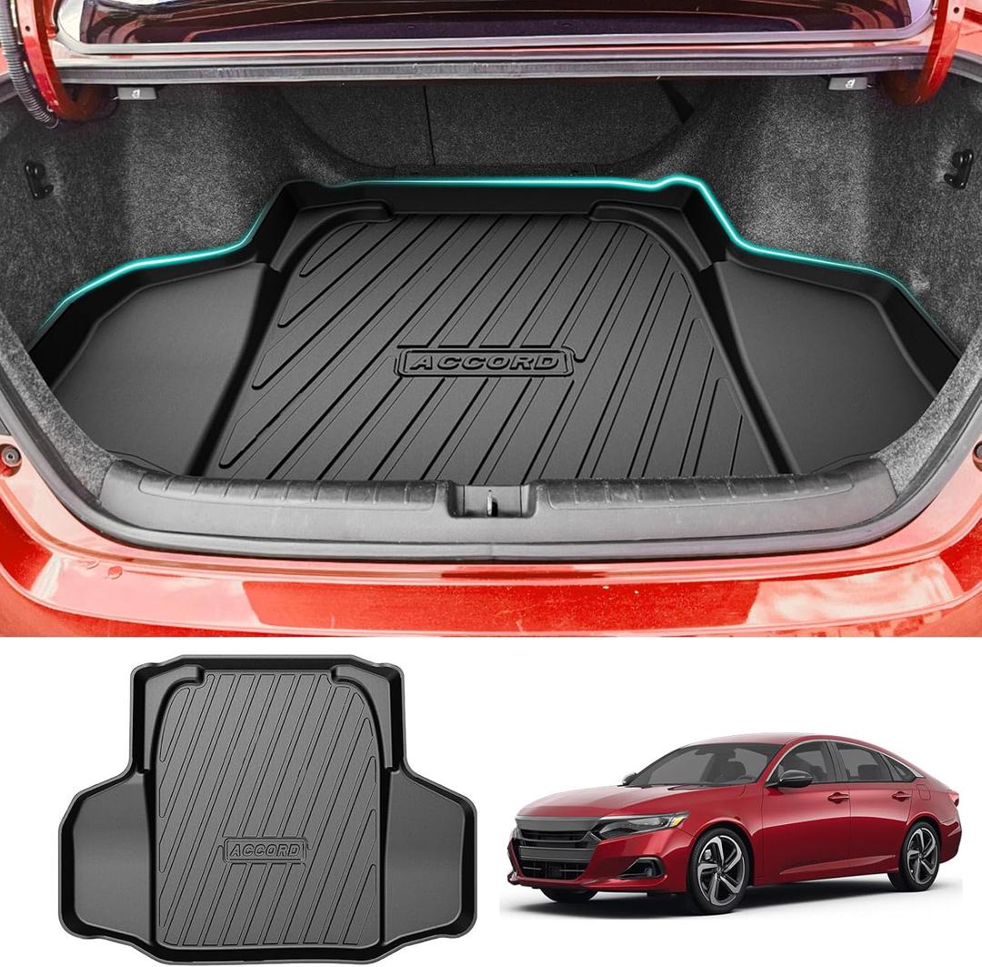 Mixsuper Custom Fit Cargo Liner for Honda Accord 2018-2022 All Models Trunk Liner All Weather Rear Trunk Cargo Mat Black