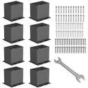 8 Pcs Post Base,4x 6" Post Brackets(Acturl3.6 x5.6), Heavy Duty Black Metal Powder-Coated Thick Steel Post Anchor Outdoor for Support Deck Base Plate, Pergola Bracket Kit,Mialbox Post Mount