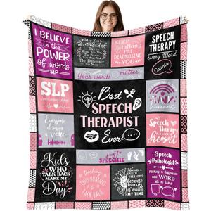 SLP Gifts, Speech Language Pathologist Gifts, Speech Therapist Gift for Women Female Blanket 60" X 50", SLP Graduation Gifts, Speech Therapy Appreciation Month Gift Ideas