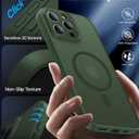 Magnetic for iPhone 15 Pro Max Case,Upgraded [Full Camera Protection][Compatible with Magsafe][Mil-Grade Protection] Shockproof Translucent Matte Phone Case for iPhone 15 Pro Max,Forest Green