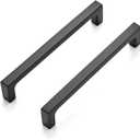 Ravinte 25 Pack Solid 5 Inch Kitchen Square Cabinet Handles Matte Black Pulls Drawer Pulls Kitchen Cabinet Hardware Flat Black Handles (Flat Black 5'' Hole Center)