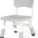 Kids Height Adjustable Toddler Chair Max Load 220LBS Plastic Indoor Outdoor for Children Age 1-6 School Home Daycare Use Grey, Single Child Chair