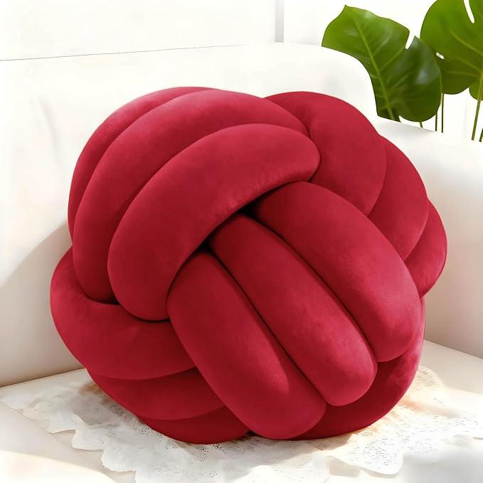 Black Yellow 8.6 Inches Knot Pillow Ball, Round Soft Handmade Knotted Ball Pillow Plush Cushion Home Decor, Knotted Plush Pillow Cushion, for Bedroom, Living Room Sofa, Office Decoration