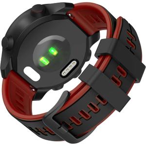 ISABAKE Compatible with Garmin Vivoactive 3 Band, Vivoactive 3 Music Watch Band, 20mm Silicone Strap for Galaxy Active 2 40mm 44mm/Samsung Gear Sport/Galaxy Watch Band 42mm Smartwatch (Black&Red)