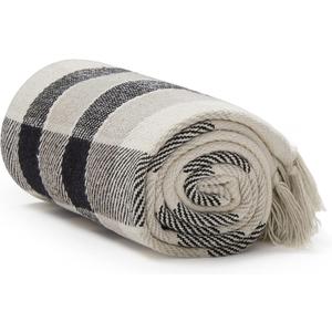 Americanflat 50x60 Throw Blanket - Soft and Breathable Cotton Throw Blanket for Couch, Bed, Chair - Decorative Blankets Perfect for Home, Office, or Outdoor Use - Black, Cream and Beige Plaid Design
