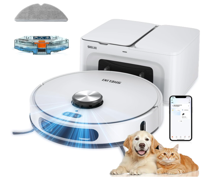Robot Vacuum and Mop, 3-in-1 Robotic Vacuum Cleaner with 70-Day Self-Emptying Base, 360° LiDAR Navigation & Smart Mapping, 6000Pa Strong Suction for Pet Hair, Carpets & Hard Floors