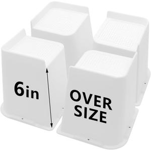 Bed Risers 6 inch Heavy Duty, 4 Pack Oversized Furniture Risers, White Bed Lifts Risers for Table, Sofa, Chair, Couch, Desk, Bed Frame Risers Supports Up to 6,500 Lbs