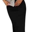 Arise Myst Women's Summer Bodycon Maxi Tube Dress Ribbed Off Shoulder Strapless Side Slit Long Club Party Casual Dresses (Black, XL)
