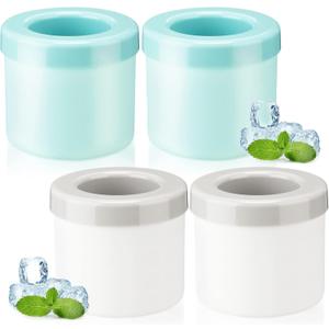 Mumufy Cylinder Silicone Decompress Ice Cube Molds Trays Lattice, Holds to 60 Ice Cubes, 3D Ice Maker Cup Press Type Easy Release Cup(Blue, White Gray,4 Pcs)