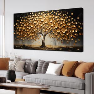 Gold Tree Wall Pictures for Living Room Large Print Painting Wall Art Bedroom Office Wall Decor 29 x 59 Inch Wrapped Canvas