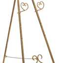 Deco 79 Metal Scroll Display Easel Tall Adjustable Floor 3 Tier Floor Standing Easel, Display Stand 21" x 24" x 46", Gold