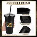Kochorie 24 Pack 24 OZ Graduation Plastic Cups with Lids and Straws Reusable Party Cups Thick Plastic Congrats Grad Tumbler Bulk for Class of 2026 Graduation Party Supplies, Black and Gold