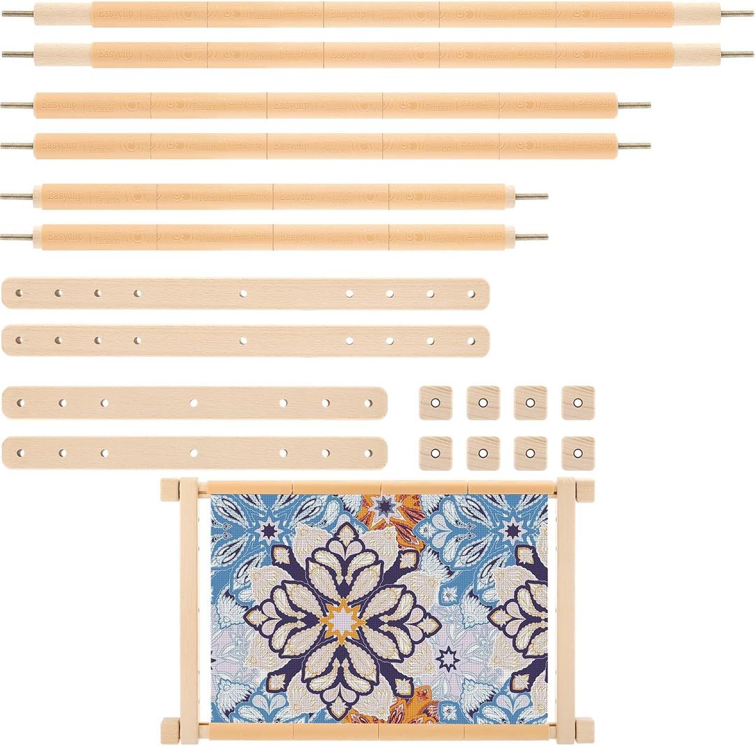 CroBlissful Cross Stitch Scroll Frame Set with Plastic Clamps Beech Hardwood Embroidery Frame Needlepoint Cross Stitch Holder for Sewing, Needlework, Embroidery Projects