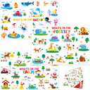 6 Pack Placemats for Kids, Non-Slip Washable, Reusable Placemat - Dinosaur, Farm/Wild/Marine Animals, Construction Site, Universe, Educational Placemats for Home, Kindergarten, Classroom, Nursery