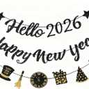 IMISHM Glitter Black New Years Decorations New Years Party Decorations 2026 Pre Strung New Year