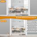 White Metal Dog Gate for Small Dogs - 13.3" Short Freestanding Puppy Gate with Retractable Sliding Rail, No Installation, Indoor/Outdoor Use, Foldable & Portable Pet Barrier