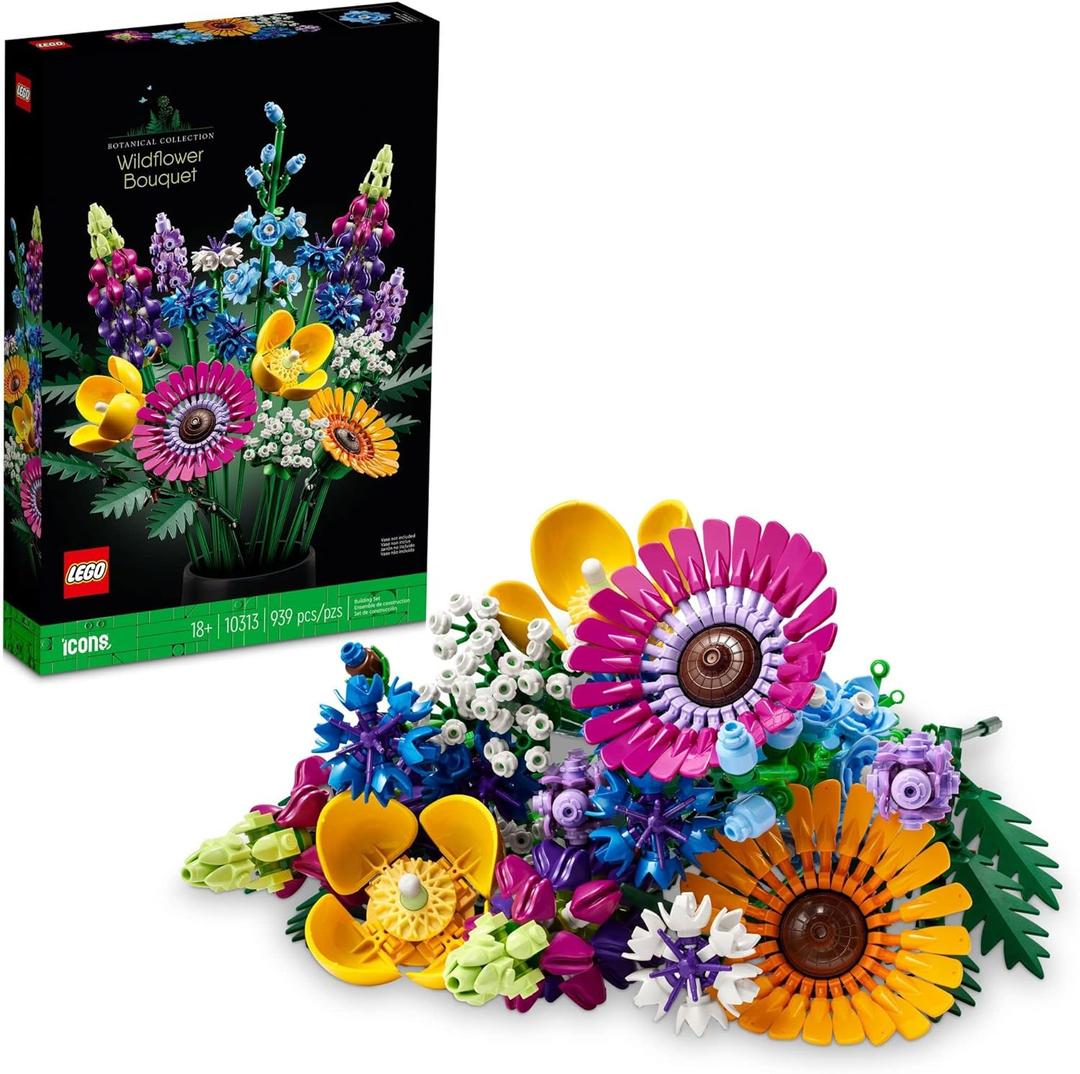 LEGO Botanicals Artificial Wildflower Bouquet - Fake Indoor Flowers Building Set for Home, Kitchen, Desk Decoration, Adults Ages 18+ - Gift for Birthdays - 10313