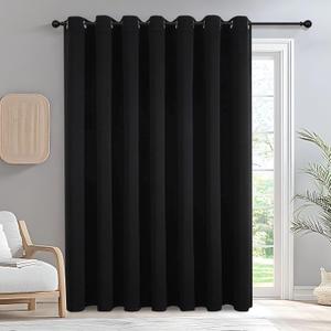 IGEMAEVE 100% Blackout Curtains for Bedroom Living Room, Sliding Door Curtains, Extra Wide Privacy Room Divider Grommet Thermal Insulated Drape for Patio Door Window (Black, 100W84L 1Panel)
