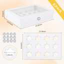 24 Count Cupcake Box, 8 Pack Cupcake Containers with Windows and Inserts, Disposable Cupcake Carriers for Muffins, Treats, Pastries, Mother's Day 19 x 14 x 3.9 Inches (White, 24Count /8Pcs)