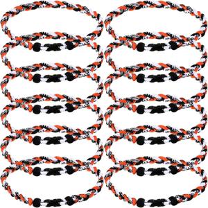 Zeyune 12 Pcs 18" Baseball Necklace for Boys Three Braided Rope Tornado Titanium Baseball Rope Necklace for Men Sport