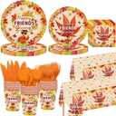 Friendsgiving Plates Napkins Set Friendsgiving Party Decorations Friendsgiving Pumpkin Themed Tableware Kit for Thanksgiving Friendsgiving Party Supplies, Serves 12