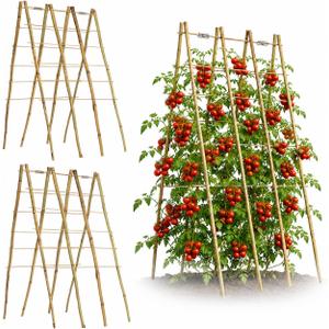 3 Pack A-Frame Bamboo Trellis 47''x15.5'', Oltara Foldable Garden Trellis for Outdoor Climbing Plants, Cucumbers, Raised Beds, Tomatoes, Beans, Peas, Vegetables, Flowers Support