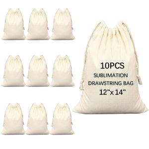 10 PCS Sublimation blank drawstring bag Reusable canvas Heat Press DIY crafts Party Wedding Christmas storage Home party art supplies