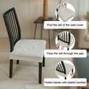 Pro Fit Dining Chair Seat Covers (Off-White, Set of 2)  Embossed Stretch Slip Covers with Rear Flap and Raised Jacquard Design, Elastic Seat Protectors, Machine Washable for Kitchen Chairs