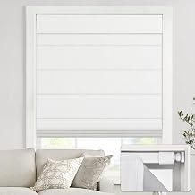 UNISHADES No Drill Cordless Roman Shades, 29×64 in, Room Darkening White