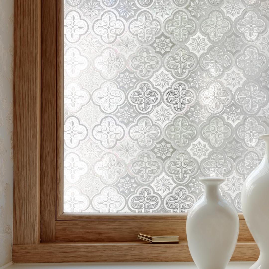 OHTMERU Window Privacy Film Decorative Non-Adhesive, Reusable, Anti-Glare, 23.6 X 118.1 inches