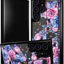 Compatible for Samsung Galaxy S24 Ultra Case Cute with Strap Stand Finger Kickstand, Designer Cool Silicone Cases Funda Cover - Pink Rose Flowers Peonies