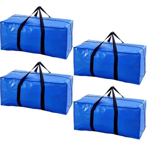Extra Large Moving Bags with Strong Zippers & Carrying Handles, Storage Bags Storage Totes for Clothes, Moving Supplies, Space Saving Oversized Storage Bag Organizer for Moving, Traveling (4 Pack)