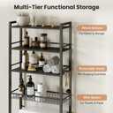 Over The Toilet Storage Shelf, 4-Tier Bathroom Organizer with Basket & Hooks, Sturdy Space Saver for Small Bathrooms, Black
