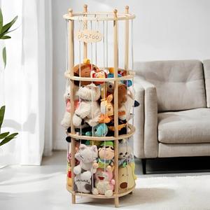 Viyuse Stuffed Animal Zoo Storage Extra Large Wooden Stuffed Animal Holder Soft Toy Organizer Nursery Zoo Cage Plush Stuffed Toy Cage Kids Playroom Bedroom Decor Display Corner Oval Shaped