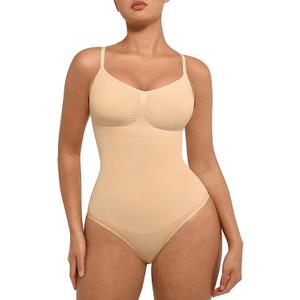 FeelinGirl Shapewear Bodysuit for Women Tummy Control Seamless Sculpting Full Body Shaper Snatched Waist Bodysuit, Size M