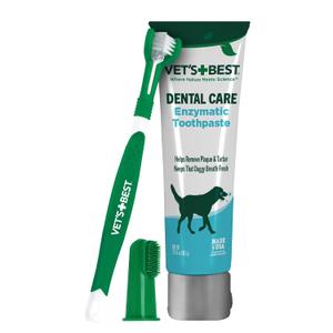 Vet's Best Dog Toothpaste & Dog Toothbrush, Dental Kit, Plaque Remover for Teeth, Whitens Teeth, Freshens Canine Breath, Veterinarian Formula, Finger Toothbrush Included