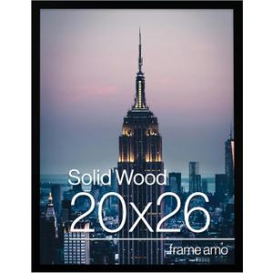 Frame Amo Black 20x26 Picture or Poster Frame, 1 inch Wide Border, Smooth Finish, Acrylic Front