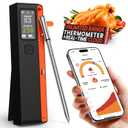 Wireless Bluetooth Smart Meat Thermometer: 0.5F Accuracy, 1 Probe with 6 Sensors - WiFi Digital Thermometer with LED Base, NIST Certified Accuracy, Long-Range for BBQ, Grill, Smoker, Oven