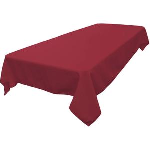 LA Linen Polyester Poplin Washable Rectangular Tablecloth, Stain and Wrinkle Resistant Table Cover 60x90, Fabric Table Cloth for Dinning, Kitchen, Party, Holiday 60 by 90-Inch, Cranberry